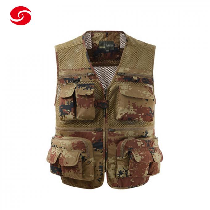 Customized Military Outdoor Digital Camouflage Fishing Vest with Pockets